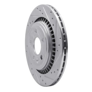 Volvo XC70 Brake Rotor (1) - Rear Right - R1 Concepts - Drilled & Slotted - Silver - `07-`18